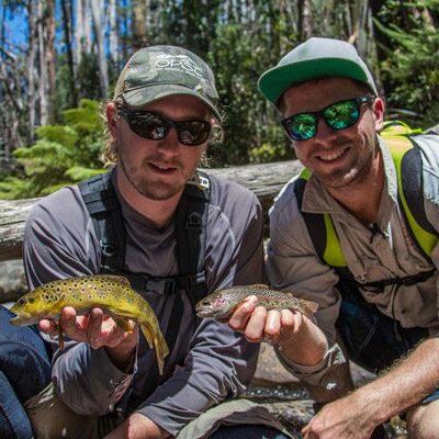 James Norney and Jack Zyhalak with a beautiful pair of Trout caught while filming the Complete Guide Series